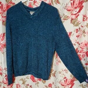 croft & barrow blue V-Neck Women's Lightweight Sweater Large